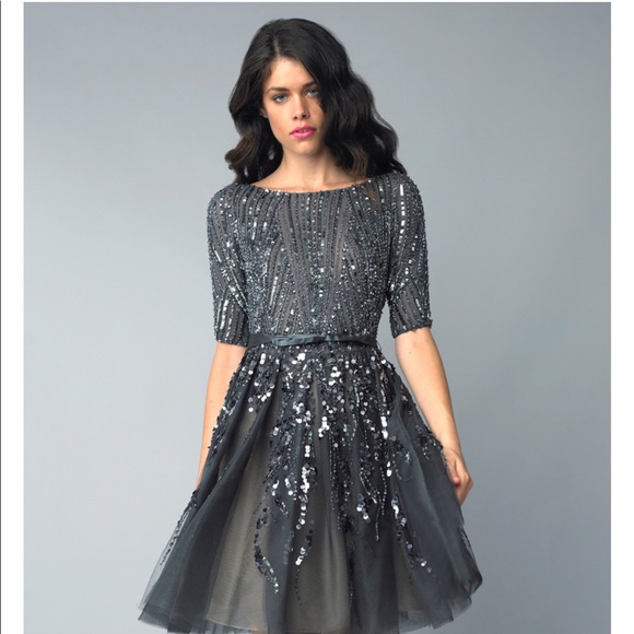 Basix | Black Label Silk Sequin Cocktail Dress 2 - Picture 2 of 13